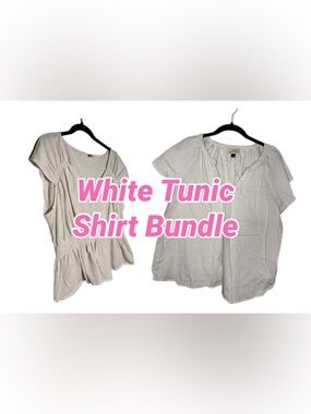 Old Navy & Universal Thread White Textured Tunic Top Bundle (2)